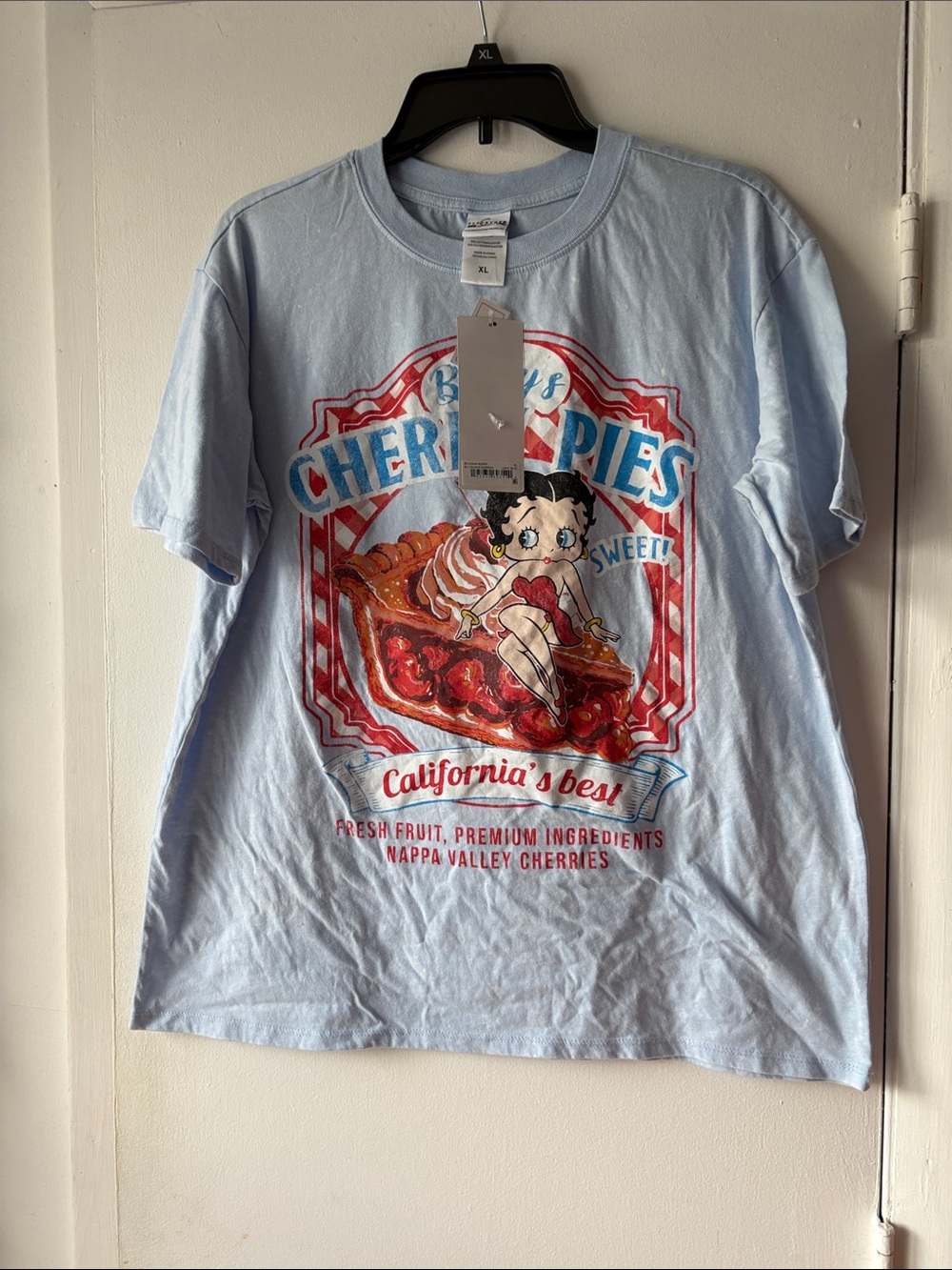 Freeze Light Blue Betty Boop Cherry Pie Graphic Tee
